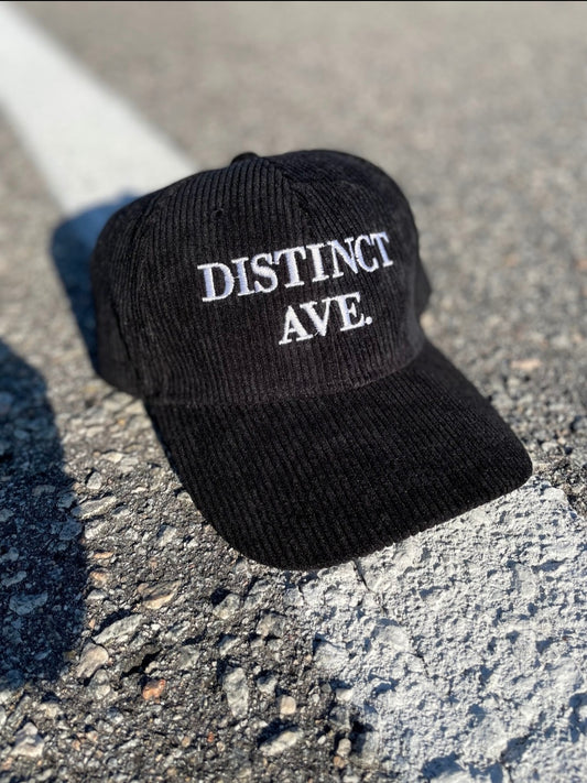 black corduroy adjustable hat embroidered